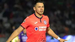 Angel Romero of Cruz Azul celebrates after scoring his team's first goal during the match between Mazatlan FC and Cruz Azul