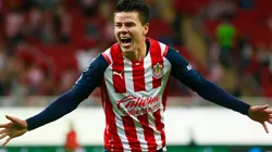 Pavel Perez of Chivas celebrates after scoring his team's second goal
