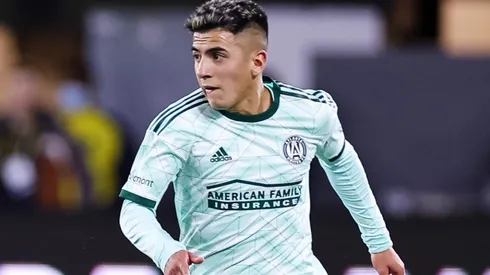 Thiago Almada of Atlanta United kicks the ball against D.C. United