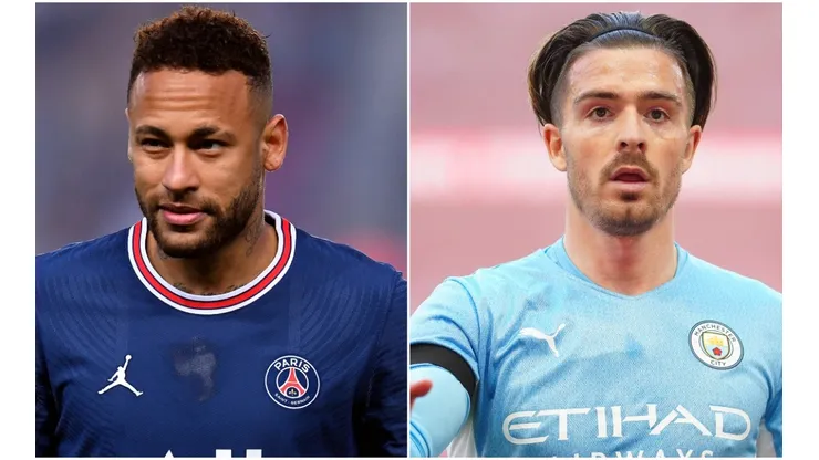 Neymar of PSG and Jack Grealish of Manchester City