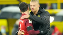 Robert Lewandowski of Bayern and Erling Haaland of Borussia Dortmund