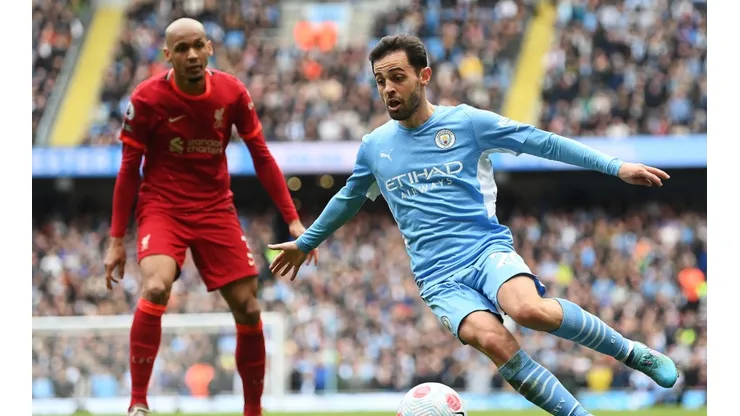 Bernardo Silva of Man City (right) and Fabinho of Liverpool.