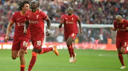 Liverpool players celebrate during their win over Man City in the 2022 FA Cup semifinals.