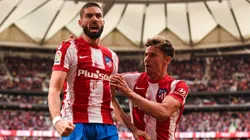 Yannick Carrasco and Marcos Llorente of Atletico Madrid celebrates a goal
