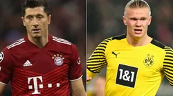 Robert Lewandowski of Bayern and Erling Haaland of Borussia Dortmund