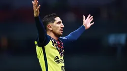 Diego Valdes of America celebrates after scoring his team’s third goal during the 13th round match between America and FC Juarez