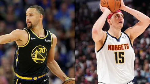 Stephen Curry of Golden State Warriors and Nikola Jokic of the Denver Nuggets