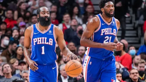 James Harden (left) and Joel Embiid.