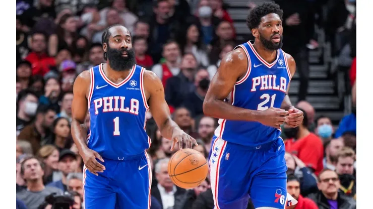 James Harden (left) and Joel Embiid.