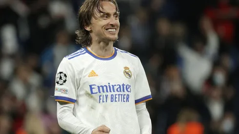 Real Madrid player Luka Modric celebrating