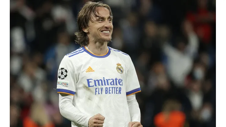 Real Madrid player Luka Modric celebrating