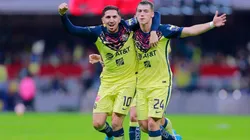 Federico Vinas (R) of America celebrates with Diego Valdez (L) after scoring his team's second goal