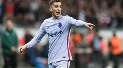 Ferran Torres of FC Barcelona gestures during the UEFA Europa League Quarter Final Leg One