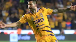 Andre-Pierre Gignac of Tigres celebrates after scoring a goal during the match between Tigres UANL and Monterrey