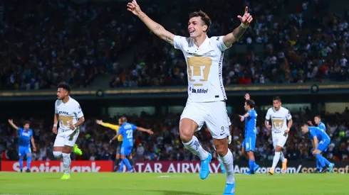 Juan Dinenno of Pumas UNAM celebrates after scoring