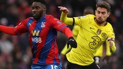 Jeffrey Schlupp of Crystal Palace and Jorginho of Chelsea