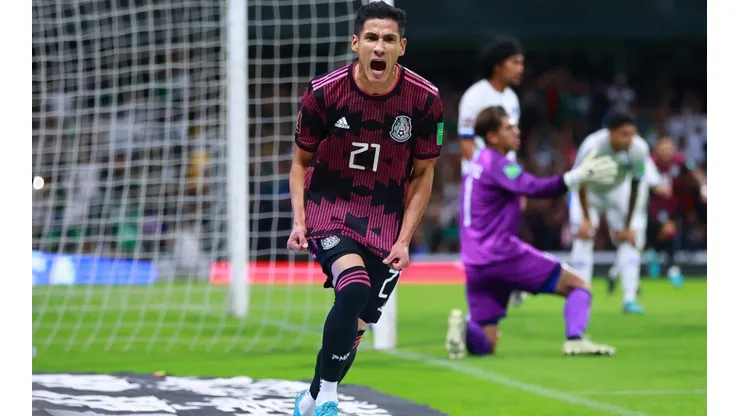 Former LA Galaxy winger Uriel Antuna celebrates after scoring in the World Cup Qualifiers