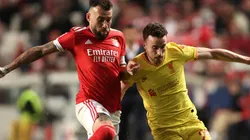 Nicolas Otamendi of Benfica and Diogo Jota of Liverpool