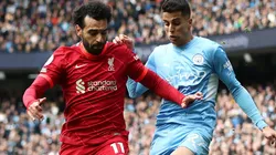 Mohamed Salah of Liverpool and Joao Cancelo of Manchester City