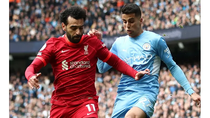Mohamed Salah of Liverpool and Joao Cancelo of Manchester City
