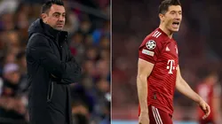 Xavi (left) and Robert Lewandowski.