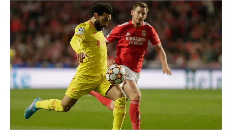 Mo Salah forward of Liverpool FC follow by Jan Vertonghen of Benfica