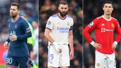 Lionel Messi (left), Karim Benzema (c) and Cristiano Ronaldo.