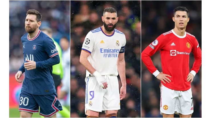Lionel Messi (left), Karim Benzema (c) and Cristiano Ronaldo.