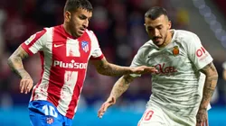 Angel Correa of Atletico Madrid and Antonio Sanchez of Mallorca