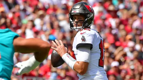 Tom Brady in action against the Dolphins in 2021.