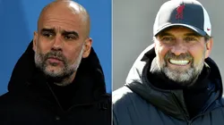 Pep Guardiola of Manchester City and Jurgen Klopp of Liverpool
