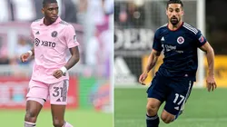 Damion Lowe #31 of Inter Miami CF (left) and Sebastian Lleglet #17 of New England Revolution