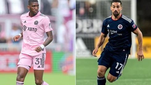 Damion Lowe #31 of Inter Miami CF (left) and Sebastian Lleglet #17 of New England Revolution