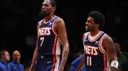 Kevin Durant (left) and Kyrie Irving of the Brooklyn Nets.