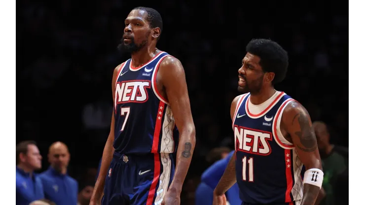 Kevin Durant (left) and Kyrie Irving of the Brooklyn Nets.