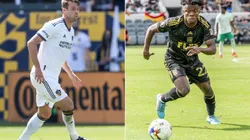 Los Angeles Galaxy forward Nick DePuy (left) and Kwadwo Opoku #22 of Los Angeles FC