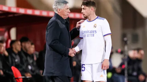 Carlo Ancelotti (left) and Federico Valverde.