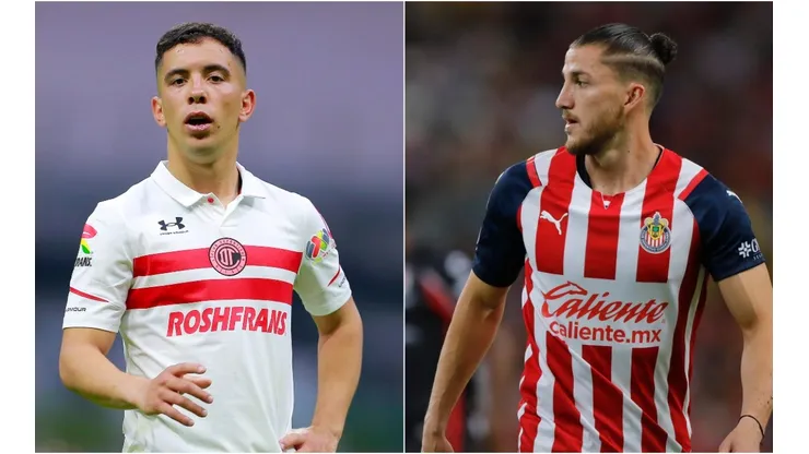 Leonardo Fernandez of Toluca (left) and Hiram Mier of Chivas