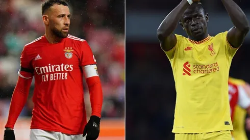 Nicolas Otamendi of SL Benfica and Sadio Mane of Liverpool