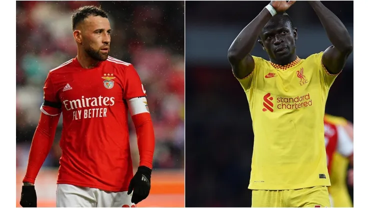 Nicolas Otamendi of SL Benfica and Sadio Mane of Liverpool