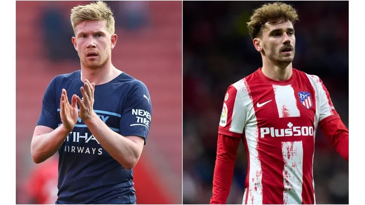 Kevin De Bruyne of Manchester City and Antoine Griezmann of Atletico de Madrid