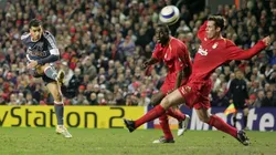 Nicolas Otamenti of Benfica and Mohamed Salah of Liverpool.