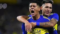 Marcos Rojo of Boca Juniors celebrates with teammate Luis Vazquez