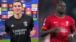 Darwin Nunez of Benfica and Sadio Mane of Liverpool