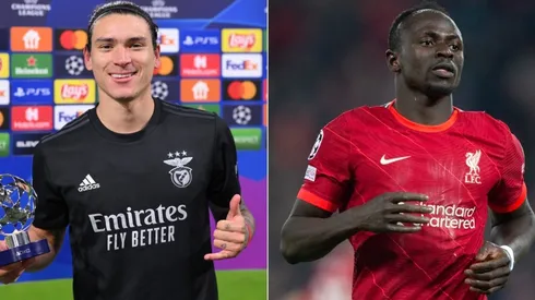 Darwin Nunez of Benfica and Sadio Mane of Liverpool