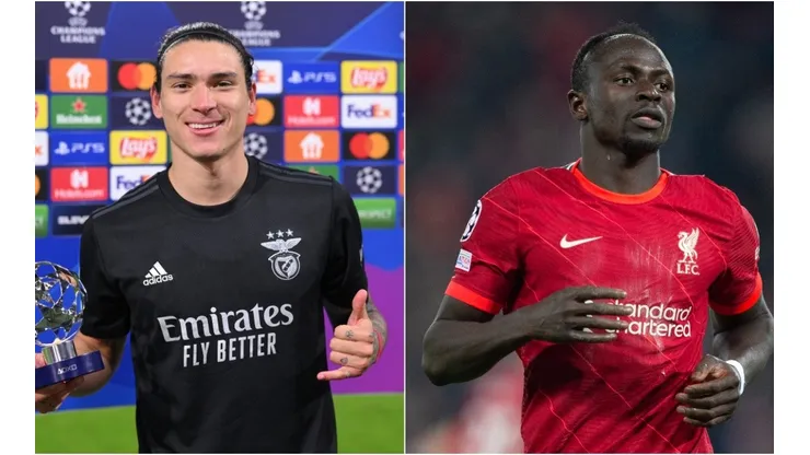 Darwin Nunez of Benfica and Sadio Mane of Liverpool