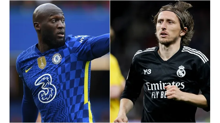 Romelu Lukaku of Chelsea and Luka Modric of Real Madrid