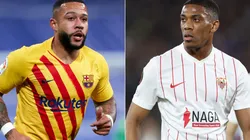 Memphis Depay of Barcelona and Anthony Martial of Sevilla