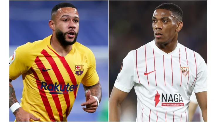 Memphis Depay of Barcelona and Anthony Martial of Sevilla
