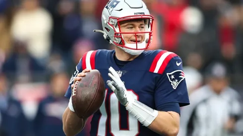 Patriots quarterback Mac Jones in action.